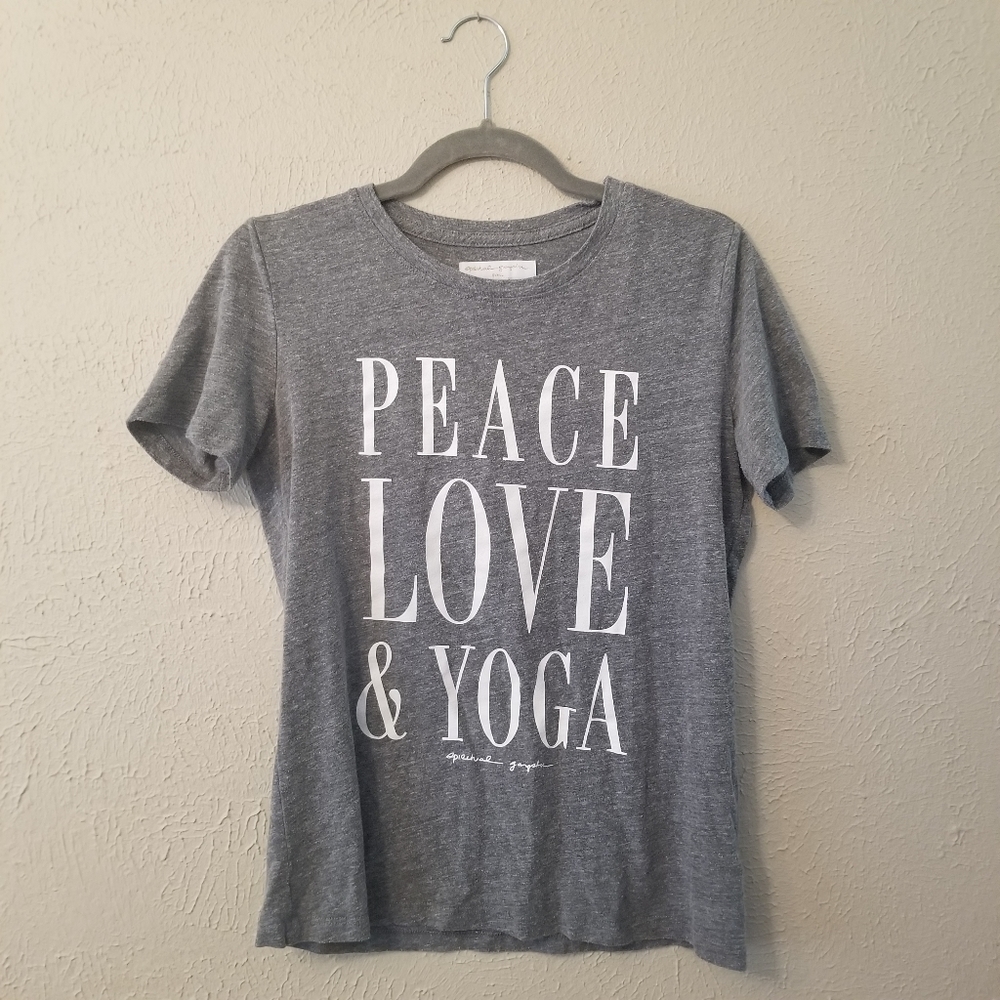 Spiritual Gangster Peace, Love & Yoga Gray Gym Tee - Picture 2 of 7
